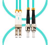 Hamadap LC to ST OM3 Fiber Patch Cable, Multimode Duplex Fiber Optic Cable | 50/125um/3.00mm, LSZH, Turquoise, Length Option: 1m-20m (1M/3.28ft)