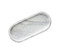 HAMAKAWA Bathroom Vanity Tray, Large Natural Marble Oval Sink Tray 10 Inch, Jazz White Limestone Dresser Tray for Soap Dispenser Modern Countertop Organizer for Kitchen Countertops, Home Decor