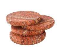 HAMAKAWA Marble Coasters Set of 4, Natural Red Stone Coasters 4 Inch, Modern Round Travertine Drink Coasters for Home Decor, Coffee Table, Office