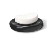 HAMAKAWA Natural Marble Soap Dish, Black Round Jewelry Dish 11.5cm, Limestone Shower Soap Holder, Modern Stone Sponge Holder with White Stripe, Obsidian Bar Soap Saver Tray for Bathroom, Kitchen
