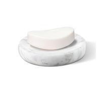 HAMAKAWA Natural Marble Soap Dish, White Round Stone Sponge Holder for Bathroom Tub Shower & Kitchen Sink, Elegant Bathroom Accessory for Home Decor