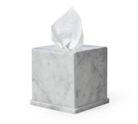 HAMAKAWA Natural Marble Tissue Box Cover, Carrara White Tissue Organizer 6 X 6 X 5.7 Inch, Heavy Stone Decorative Box, Square Tissue Box Holder for Home Decor, Kitchen, Bathroom, Bedroom