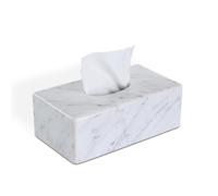HAMAKAWA Natural Marble Tissue Box Cover, Carrara White Tissue Organizer, Rectangle Tissue Container for Home Decor, Kitchen, Bathroom, Bedroom & Office Decor