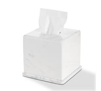 HAMAKAWA Natural Marble Tissue Box Cover, Jazz White Tissue Organizer 6 X 6 X 5.7 Inch, Heavy Stone Decorative Box, Square Tissue Box Holder for Home Decor, Kitchen, Bathroom, Bedroom