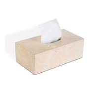 HAMAKAWA Tissue Box Made of Natural Travertine, Beige Paper Organiser, Dimensions L 26 x W 14 x H 9 cm, Stone Decoration Box, Rectangular Box for Home Decoration, Kitchen, Bathroom, Bedroom