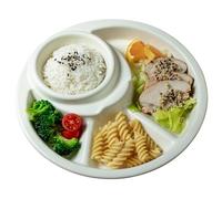 Hamankim Compartment Divided Plate with 4 Sections Ceramic Dinner Platter 8 Inch for Kitchen Every Day Use, Healthy Eating Bariatric Diet Plate, 1 Piece(White)