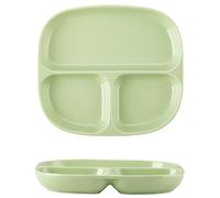 Hamankim Dinner Plate for Adults, Simple Platter with 3 Section Partition, Microwave and Dishwasher Safe Dish, Bariatric Diet Divided Tray, 1 Pack(Green)