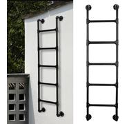 Hamankim Metal Iron Loft Attic Climbing Ladder Window Well Escape Ladder, 100-300cm Tall Safety Side Step Ladder for RV Apartments Basement Deck Balcony Outside, Customizable Size(195cm/77in)