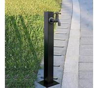 Hamankim Stainless Steel Water Column Decorative Water Tap with Mounting Accessories, Black Square Vertical Courtyard Column Faucet for Irrigation/Washing(Height: 95cm/37.4in)