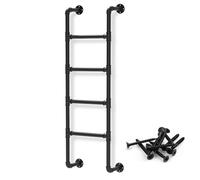 Hamankim Wall Mounted Loft Attic Step Ladder, Egress Ladder Safety Side Climb Ladder for RV Apartments Roof Deck Outside, Heavy Duty Wrought Iron Basement Window Well Straight Ladder(195cm/77in)