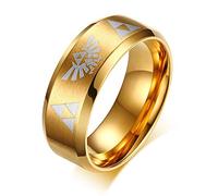 HAMANY 8MM Women's Men's Blue Stainless Steel The Legend of Zelda Triforce Ring4 Color