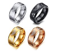 HAMANY 8MM Women's Men's Blue Stainless Steel The Legend of Zelda Triforce Ring4 Color