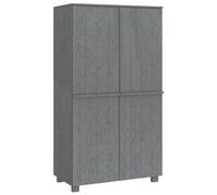 Hamar Wardrobe Dark Grey Solid Pine Wood 89 x 50 x 180 cm with Clothes Rail and Storage Space for Bedroom and Dressing Room in Modern Country House Style