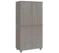 Hamar Wardrobe Light Grey Solid Pine Wood 89 x 50 x 180 cm with Clothes Rail and Storage Space, Modern for Bedroom, Hallway or Dressing Room