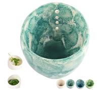 Hamblin Brothers Herb Stripper, Hamblin Bros Pottery Herb Stripper Bowl, Handmade Pottery Herb Stripper Bowl, with Various Hole Sizes, Efficient & Quick Leaf Removal (Cyan)