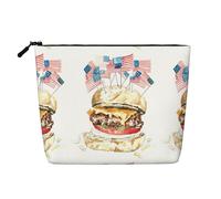 Hamburg American Flag Makeup Bag, Large Capacity Travel for Women, Waterproof Single-Ply Imitation Hemp Portable Zipper Cosmetic Bag