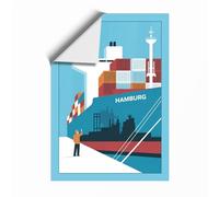 Hamburg Cargo Modern Unframed Wall Art Print A1 (84.1×59.4cm), Wall Decor for Living Room, Bedroom, Office & Home, Art Gift