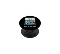 Hamburg Germany Harbor City Travel Poster Art PopSockets Adhesive PopGrip