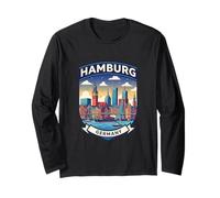 Hamburg Germany Travel Souvenir Port City Skyline Graphic Long Sleeve T-Shirt