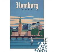 Hamburg Jigsaw Puzzle 1000 Pieces Recycled Paper for Adults GermanyPuzzle Educational Game Challenge Family Game Great Gift Idea for Festivals 70x50cm/1000pcs