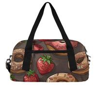 Hamburg Motifs Kids Duffle Bag Boys Girls Small Sport Dance Gym Bag for Overnight Travel Weekender Carry On, Iove Bite Doughnut, 18.5"L x 9.4"W x 7.8"H