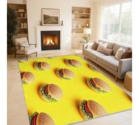 Hamburg Rugs for Living Room Bedroom, Yellow Funny Food Area Rugs Large 160x230 cm, Washable Non Slip Pattern Carpet Home Decor
