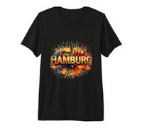 Hamburg Skyline Art - Vibrant Hanseatic City Design Premium T-Shirt