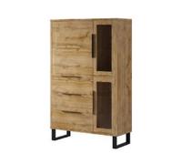 hamburg wooden display cabinet with 3 doors in wotan oak