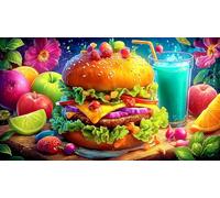 hamburger 1000 Pieces Recycled Paper Jigsaw Puzzle Impossible Hard Difficult Educational Games for The Whole for Women, Gifts for Men 70x50cm/1000pcs