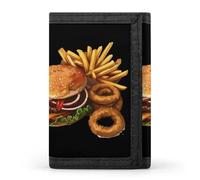 Hamburger and Chips Men's Wallets Trifold Personalised Women Wallet with Coin Pocket 8 Card Slots Key Ring Photo Window