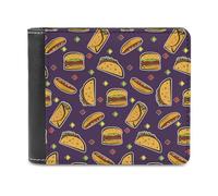 Hamburger and Tacos Men's Bifold Wallet Slim Cash Card Holder Leather Purse