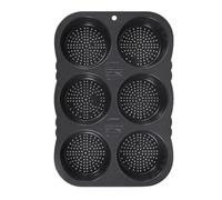 Hamburger Bun Mold, Silicone Hamburger Bun Pan 6 Cavity Silicone Pans Nonstick for English Muffin Cinnamon Roll Mini Sourdough