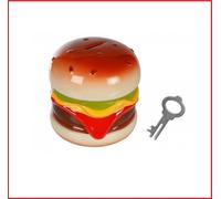 Hamburger Ceramic Money Box Piggy Bank Fast Food Decoration 14x13cm