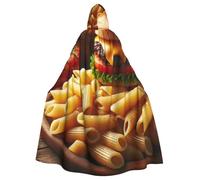 Hamburger-Cheese-Penne-Pasta Adult Witch Hooded Cape, Halloween Costume Hooded Cloak
