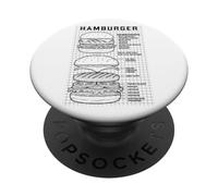 Hamburger Cheeseburger Burger Blueprint Diagram Funny Chef PopSockets Adhesive PopGrip