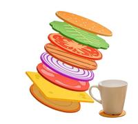 Hamburger Coaster - Funny Coasters Hamburger Shaped,8 Burger Coasters, Bar Coasters Funny Coasters, Stack Your Own Creative Hamb-urger, Non Slip Heat Insulation Coasters