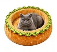 Hamburger Dog Bed 35cm Plush Round Pet Nest For Small Breeds | Cute Burger Shaped Bed With Soft Filling For Cozy Indoor Resting. Great For Small Dogs And Cats.