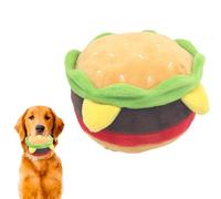 Hamburger Dog Toy - Soft Plush Simulation Food Design Durable Fabric Material, Interactive Pet Chew Accessory, Addictive Play Solution For Att