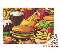 Hamburger Eco-friendly Paper Premium Jigsaw Puzzle Fast Food Feast Logic Skill Game for Teens 12-18 Best Gift for Puzzle Enthusiasts 1000 Piece Jigsaw Puzzle 52x38cm/1000pcs