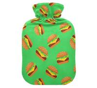 Hamburger Green Hot Water Bottle with Cover for Pain Relief Hot Water Bag for Women, 2L