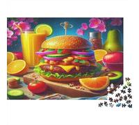 Hamburger Jigsaw Puzzle Fast Food Platter 1000 Pieces Set for Adults Educational Challenge Fun Present Home 70x50cm/1000pcs