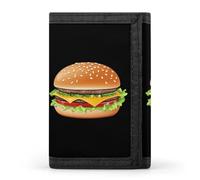 Hamburger Men's Wallets Trifold Women Purse with Coin Pocket 8 Card Slots Keyring Photo Window