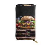 Hamburger Pattern Leather Clutch (7.5x4.1 inches) - Coin Card Key Wallet
