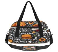 Hamburger Pizza Kids Overnight Duffle Bags for Girls Boys, Food Pattern Lightweight Sports Gym Bag for Kids，Small Overnight Weekender Carry on Travel Bags Dance Bag, Hamburger Pizza, 18.5L x 7.8W x
