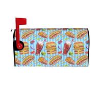 Hamburger Pizza Stripes Pattern Mailbox Covers Mailbox Post Box Cover For Garden Yard Outdoor Decor21x18 In