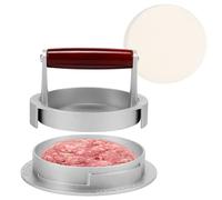 Hamburger Press Patty Maker with 100 Silicone Oil Paper 1/2 lb 1/3 lb 1/4 lb Adjustable Burger Press Nonstick Meat Patty Maker Stuffed Burger Shaper for BBQ, Stuffed Burgers, Beef Burger