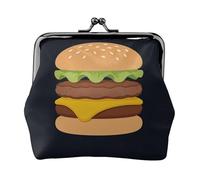 Hamburger Stack Leather Coin Purse for Women-Small Kiss Lock Wallet, Mini Card Holder for Keys Lipstick, Cute Change Purse for Travel