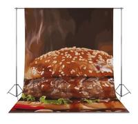 Hamburger Steak Fast Food Backdrop Background for Photography High Density Polyester Fabric Background Banner Seamless Photo Booth Prop Backdrop 56"x79" for Birthday Party Decor Photoshoot Banner Prop