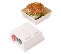 Hamburger Storage Box - Hamburger Lunch Box, Burger Storage Box | Hamburger Container with Lid, Snap Opening Multi-Purpose Sandwich Box Reusable for Parties Snacks, 4.53x3.94x3.74 inches, White, r