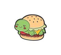 Hamburger Turtle Brooch Enamel Pin for Women Girls Funny Cute Animal Lapel Pins Cartoon Novelty Fastfood Burger Badge Kawaii Food Brooches Backpack Clothes Hat Jacket Decorate Friendship Gift